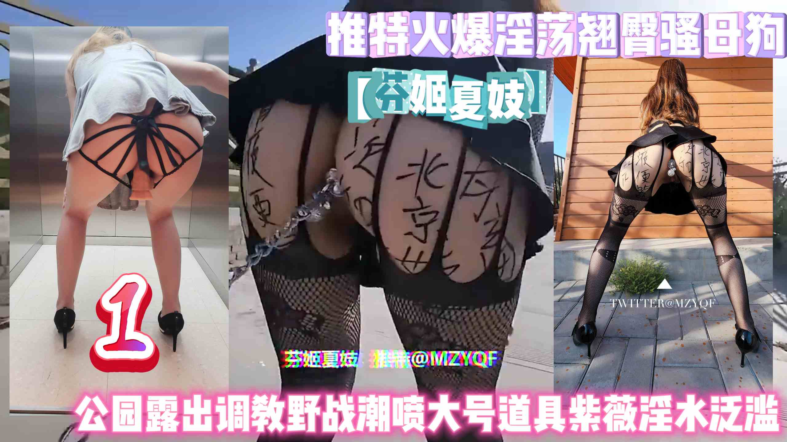 推特火爆淫荡翘臀骚母狗【芬姬夏妓】公园露出调教野战淫水泛滥1