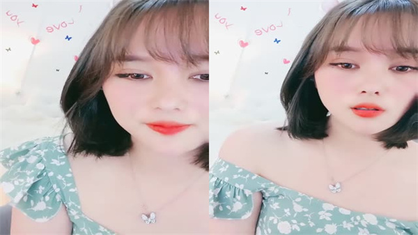 短发美女初下海大红唇甜美长相